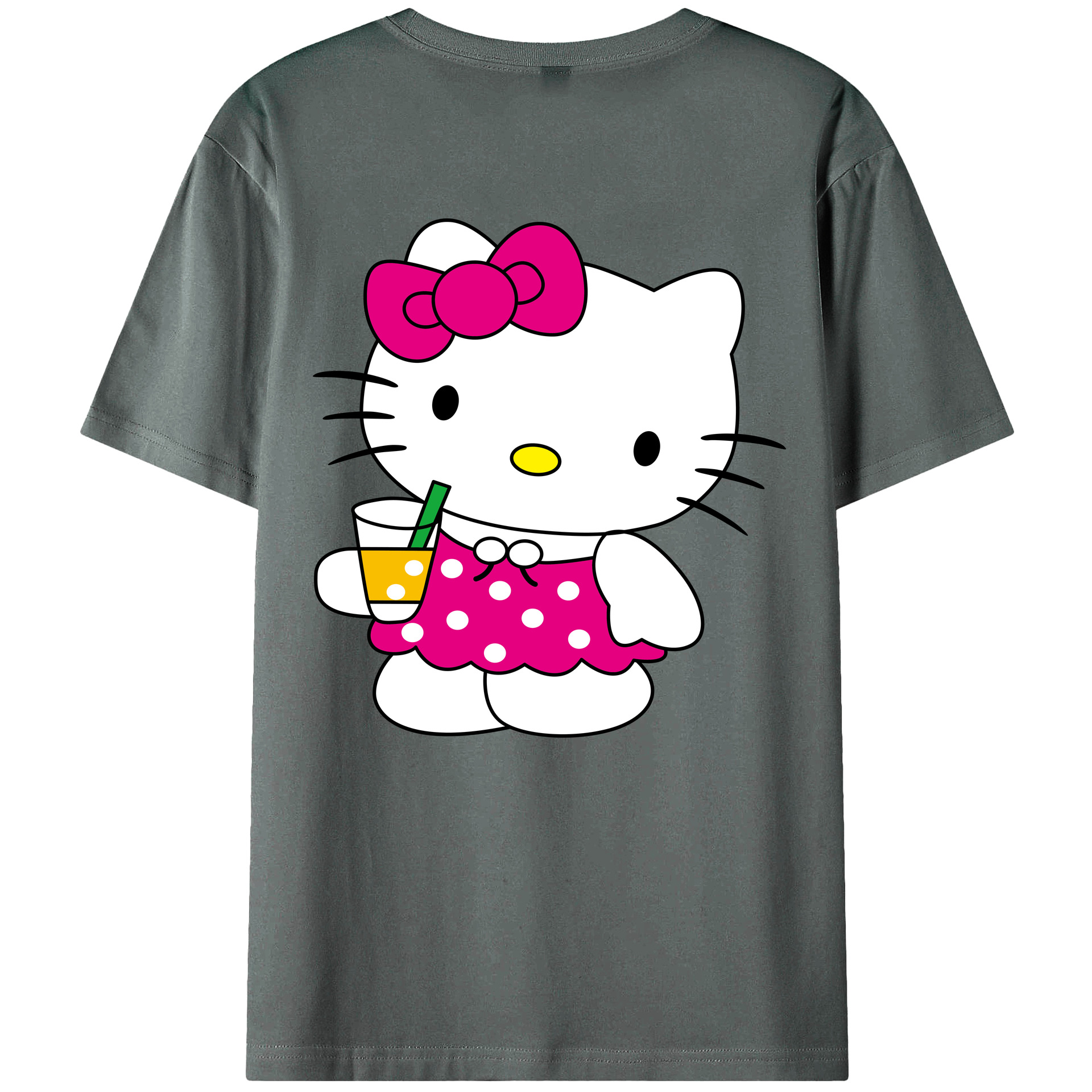 （画像用） Hello Kitty ハローキティ 綿100％ メンズ半袖Tシャツ（バックプリント） 通気性